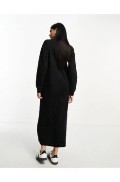 ASOS Midi Sweat Dress With Pockets -Free Vibe Shop asos BLACK Midi Sweat Dress With Pockets 2