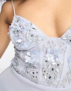 ASOS Cami Embellished Sequin Midi Dress With Lace -Free Vibe Shop asos BLUE Cami Embellished Sequin Midi Dress With Lace 1