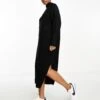 ASOS Knitted Oversized Midi Dress With High Neck -Free Vibe Shop asos Black Knitted Oversized Midi Dress With High Neck