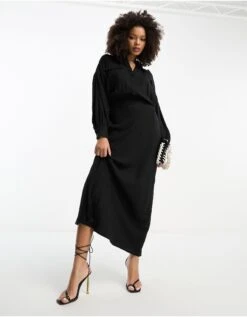 ASOS Linen Utility Maxi Shirt Dress -Free Vibe Shop asos Black Linen Utility Maxi Shirt Dress 2