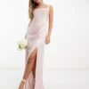 ASOS Bridesmaid Satin Drape Maxi Dress With Bow Back -Free Vibe Shop asos Blush Bridesmaid Satin Drape Maxi Dress With Bow Back