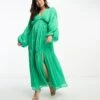 Asos Design Petite Micro Pleated Batwing Trapeze Maxi Dress -Free Vibe Shop asos Green Asos Design Petite Micro Pleated Batwing Trapeze Maxi Dress