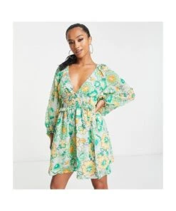 ASOS Design Soft Shirred Waist Open Back Mini Dress