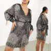 ASOS Curve Floral Fringe Sequin Wrap Mini Dress -Free Vibe Shop asos Grey Curve Floral Fringe Sequin Wrap Mini Dress