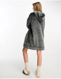 ASOS Lounge Super Soft Fleece Dress -Free Vibe Shop asos Grey Lounge Super Soft Fleece Dress 3
