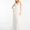 ASOS Neve Placement Embroidered And Beaded Cami Wedding Dress 2 ASOS Neve Placement Embroidered And Beaded Cami Wedding Dress -Free Vibe Shop asos Ivory Neve Placement Embroidered And Beaded Cami Wedding Dress