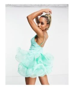 ASOS Lace Dropped Waist Cami Dress With Wire Hem -Free Vibe Shop asos Mint Lace Dropped Waist Cami Dress With Wire Hem 1