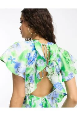 Asos Design Petite Frill Detail Wrap Maxi Satin Dress -Free Vibe Shop asos Multi Asos Design Petite Frill Detail Wrap Maxi Satin Dress 3