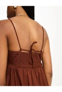 Asos Design Tall Cotton Pleat Bust Babydoll Midi Sundress