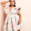 ASOS Curve Floral Jacquard Bubble Plunge Dress -Free Vibe Shop asos Multi Curve Floral Jacquard Bubble Plunge Dress