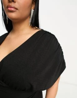 Asos Design Curve Plunge Textured Satin Midi Dress -Free Vibe Shop asos Multi Curve Plunge Textured Satin Midi Dress 1