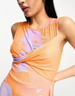 ASOS Twist Front Sleeveless Midi Dress -Free Vibe Shop asos Multi Twist Front Sleeveless Midi Dress 2