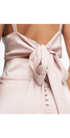 ASOS Bridesmaid Satin Drape Maxi Dress With Bow Back -Free Vibe Shop asos Pink Bridesmaid Satin Drape Maxi Dress With Bow Back 1