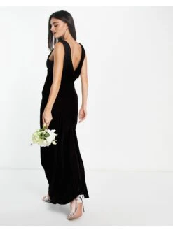 ASOS Velvet Ruched Bodice Maxi With Drape Cowl Back -Free Vibe Shop asos Red Velvet Ruched Bodice Maxi With Drape Cowl Back 1