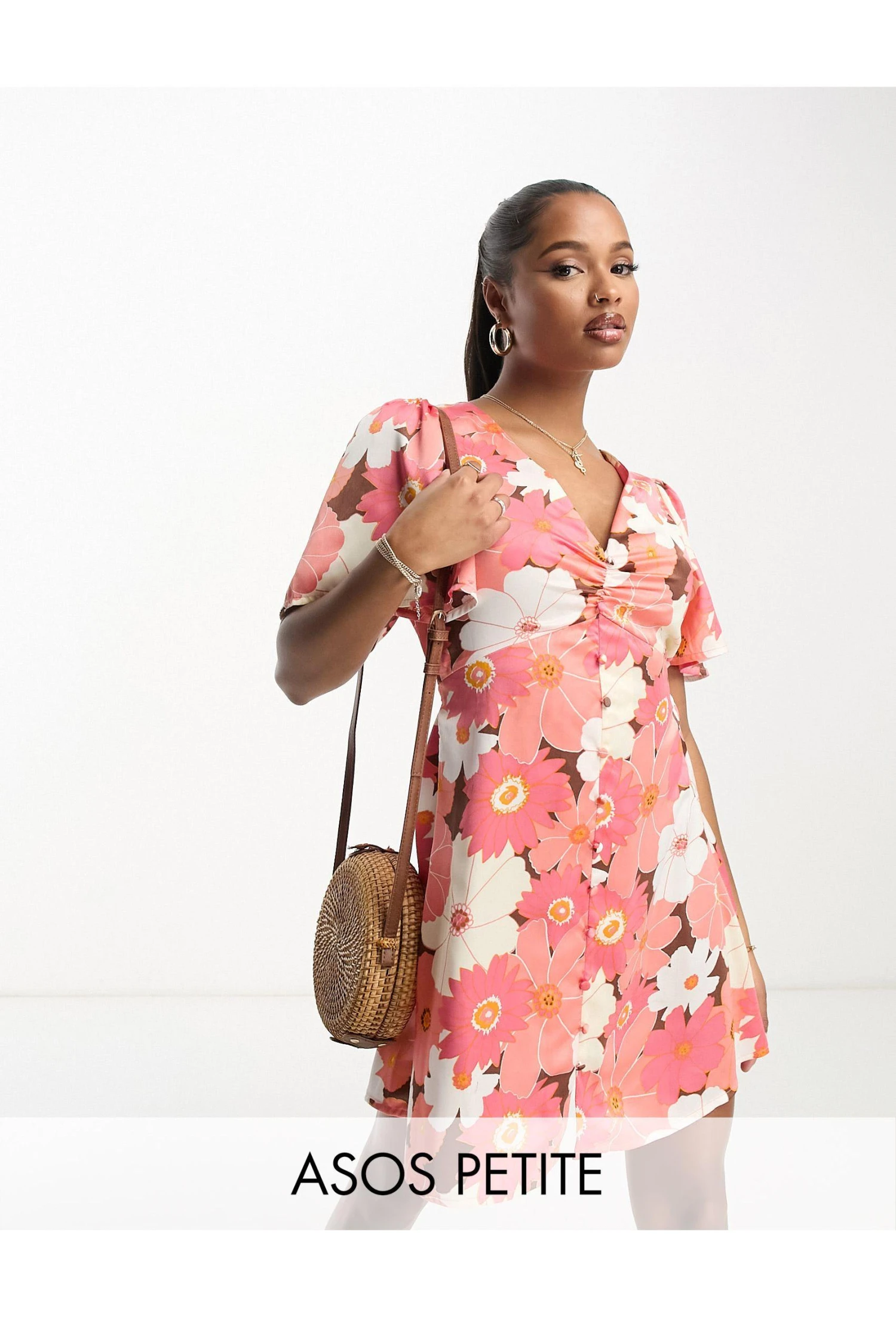 Asos Design Petite Satin Button Through Mini Tea Dress With Flutter Sleeve 3 Asos Design Petite Satin Button Through Mini Tea Dress With Flutter Sleeve