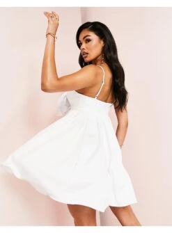ASOS Cotton Sateen Babydoll Summer Dress With Corsage Detail And Wired Hem 7 ASOS Cotton Sateen Babydoll Summer Dress With Corsage Detail And Wired Hem -Free Vibe Shop asos White Cotton Sateen Babydoll Summer Dress With Corsage Detail And Wired Hem 1