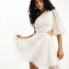 ASOS Embellished Organza Asymmetric One Sleeve Mini Dress -Free Vibe Shop asos White Embellished Organza Asymmetric One Sleeve Mini Dress