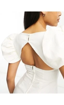 ASOS Hourglass Denim Mini Dress With Puff Sleeves -Free Vibe Shop asos White Hourglass Denim Mini Dress With Puff Sleeves 2