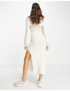 ASOS Knitted Off Shoulder Maxi Dress -Free Vibe Shop asos White Knitted Off Shoulder Maxi Dress 1