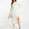 ASOS Knitted Off Shoulder Maxi Dress -Free Vibe Shop asos White Knitted Off Shoulder Maxi Dress