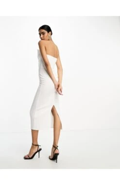 ASOS Minimal Pleated Organza Midi Dress -Free Vibe Shop asos White Minimal Pleated Organza Midi Dress 1