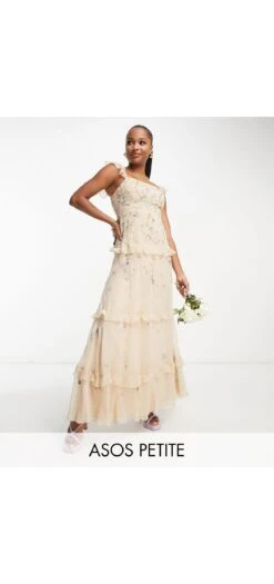 ASOS Petite Bridesmaid Cami Embellished Maxi Dress With Embroidery