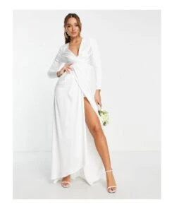 ASOS Sadie Pleated Plunge Wrap Wedding Dress