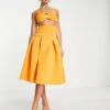 ASOS Two Piece Dropped Waist Pleat Midi Prom Dress -Free Vibe Shop asos Yellow Two Piece Dropped Waist Pleat Midi Prom Dress