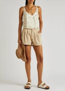 FREE PEOPLE Billie Stretch-denim Shorts -Free Vibe Shop free people BEIGE Billie Stretch denim Shorts 3