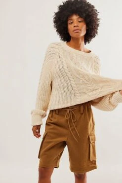 FREE PEOPLE Charli Wool Longline Cargo Shorts