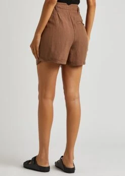 FREE PEOPLE Calla Linen-blend Shorts -Free Vibe Shop free people CHOCOLATE Calla Linen blend Shorts 2