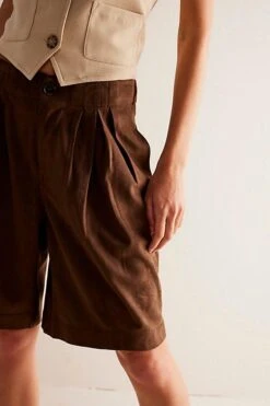 FREE PEOPLE Straight On Suede Shorts