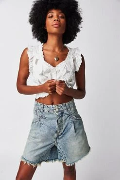 FREE PEOPLE Nelson Denim Harem Shorts