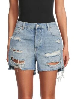 FREE PEOPLE Maggie Distressed Denim Shorts