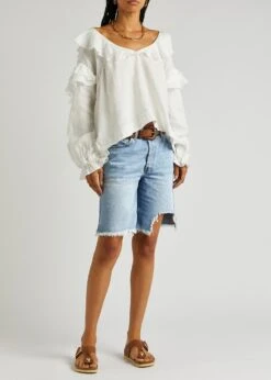 FREE PEOPLE Big Sur Coast Distressed Denim Shorts -Free Vibe Shop free people LIGHT BLUE Big Sur Coast Distressed Denim Shorts 3