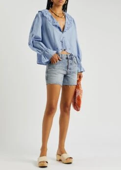 FREE PEOPLE Ivy Denim Shorts 9 FREE PEOPLE Ivy Denim Shorts -Free Vibe Shop free people LIGHT BLUE Ivy Denim Shorts 3