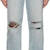 Ksubi Blue Low Rider Trashed Jeans -Free Vibe Shop ksubi Denim Low Rider Trashed Jeans