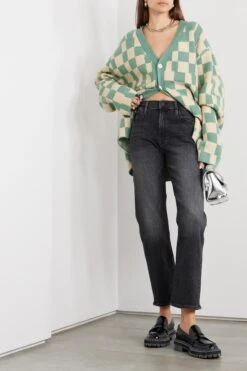 MOTHER + Net Sustain The Ditcher Cropped High-rise Straight-leg Jeans -Free Vibe Shop mother Black Net Sustain The Ditcher Cropped High rise Straight leg Jeans 1