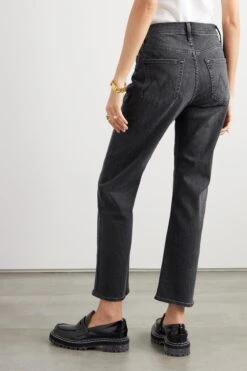 MOTHER + Net Sustain The Ditcher Cropped High-rise Straight-leg Jeans -Free Vibe Shop mother Black Net Sustain The Ditcher Cropped High rise Straight leg Jeans 2