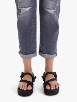 MOTHER The Scrapper Cuff Ankle Fray Unstitched In The Dark -Free Vibe Shop mother Black The Scrapper Cuff Ankle Fray Unstitched In The Dark 4