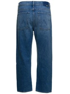 MOTHER 'the Ditcher Crop' Light Blue Wide Leg Jeans In Cotton Denim Woman -Free Vibe Shop mother Blu the Ditcher Crop Light E Wide Leg Jeans In Cotton Denim 1