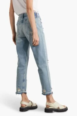 MOTHER Carolyn Murphy The Tomcat Cropped Patchwork High-rise Straight-leg Jeans -Free Vibe Shop mother Blue Carolyn Murphy The Tomcat Cropped Patchwork High rise Straight leg Jeans 2