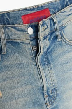 MOTHER Carolyn Murphy The Tomcat Cropped Patchwork High-rise Straight-leg Jeans -Free Vibe Shop mother Blue Carolyn Murphy The Tomcat Cropped Patchwork High rise Straight leg Jeans 3