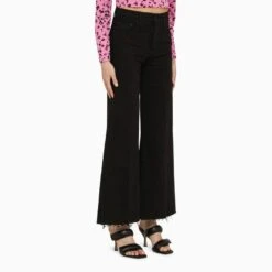 MOTHER Dark Navy Flaired Cropped Jeans -Free Vibe Shop mother Blue Dark Navy Flaired Cropped Jeas Blue 2