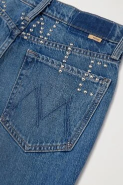 MOTHER + Net Sustain + Bowie The Rambler Zip Cropped Embellished Straight-leg Jeans -Free Vibe Shop mother Blue Net Sustain Bowie The Rambler Zip Cropped Embellished Straight leg Jeans 5