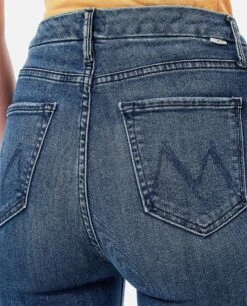 MOTHER Roller Skimp High Waisted Cotton Jeans -Free Vibe Shop mother Blue Roller Skimp High Waisted Cotton Jeans 3