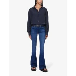 MOTHER The Weekender Flared-leg High-rise Cotton-blend Jeans -Free Vibe Shop mother HIGH TIDE The Weekender Flared leg High rise Cotton blend Jeans 1