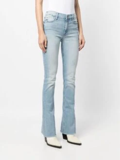 MOTHER The Runaway Fray Mid-rise Slim Bootcut Jeans -Free Vibe Shop mother LIGHT BLUE The Runaway Fray Mid rise Slim Bootcut Jeans 2