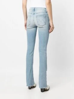 MOTHER The Runaway Fray Mid-rise Slim Bootcut Jeans -Free Vibe Shop mother LIGHT BLUE The Runaway Fray Mid rise Slim Bootcut Jeans 3