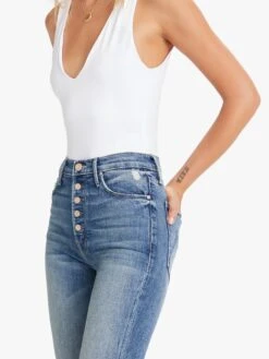 MOTHER The Pixie Dazzler Ankle Fray -Free Vibe Shop mother Navy The Pixie Dazzler Ankle Fray Popism 4